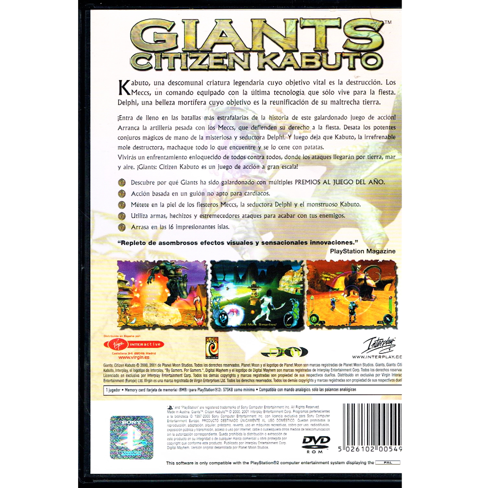 Giants: Citizen Kabuto Playstation 2 PS2 PC 2001 Print Ad/Poster