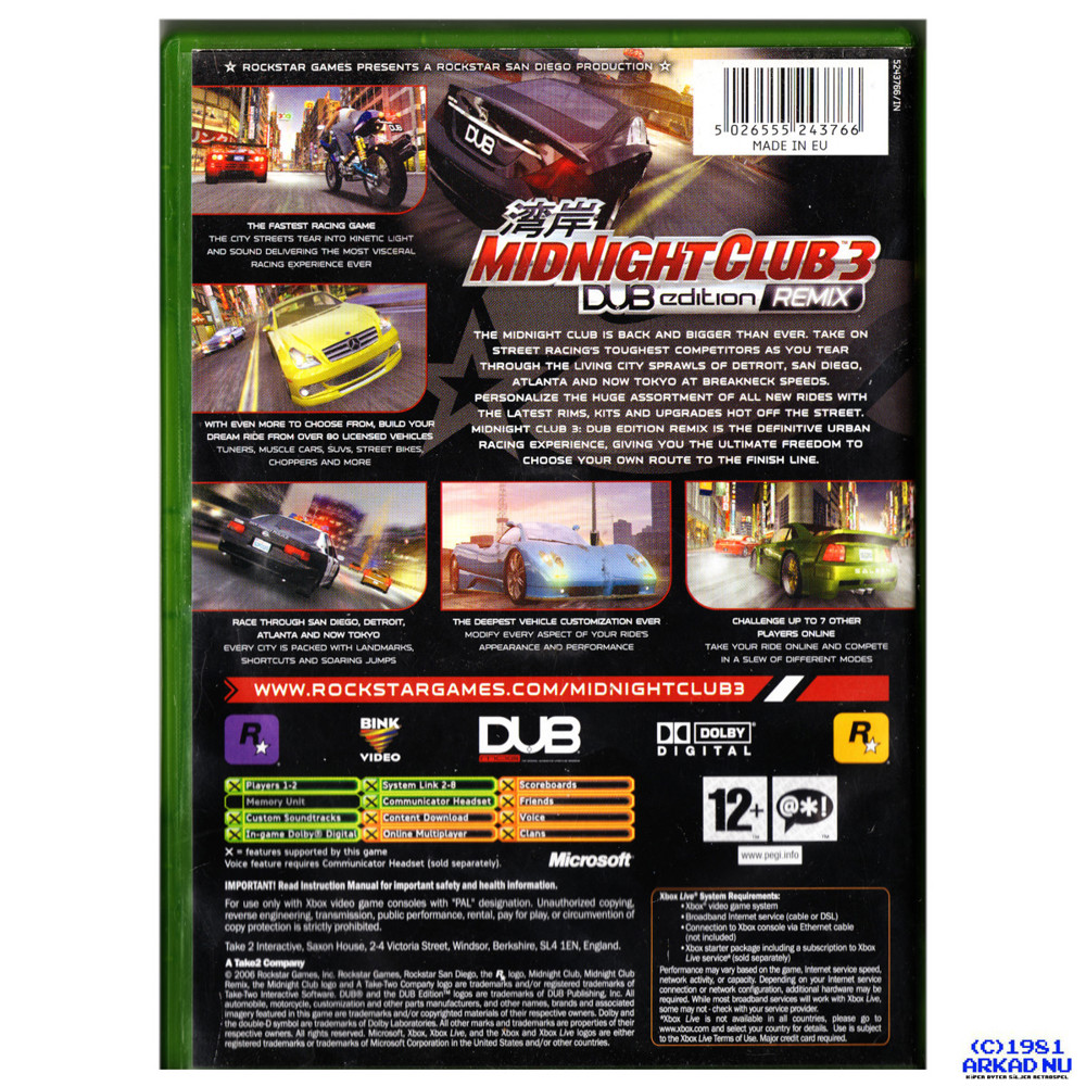 Midnight Club 3: DUB Edition Remix 💿 Rockstar Games 🎮 2006 (PS2, Xbo